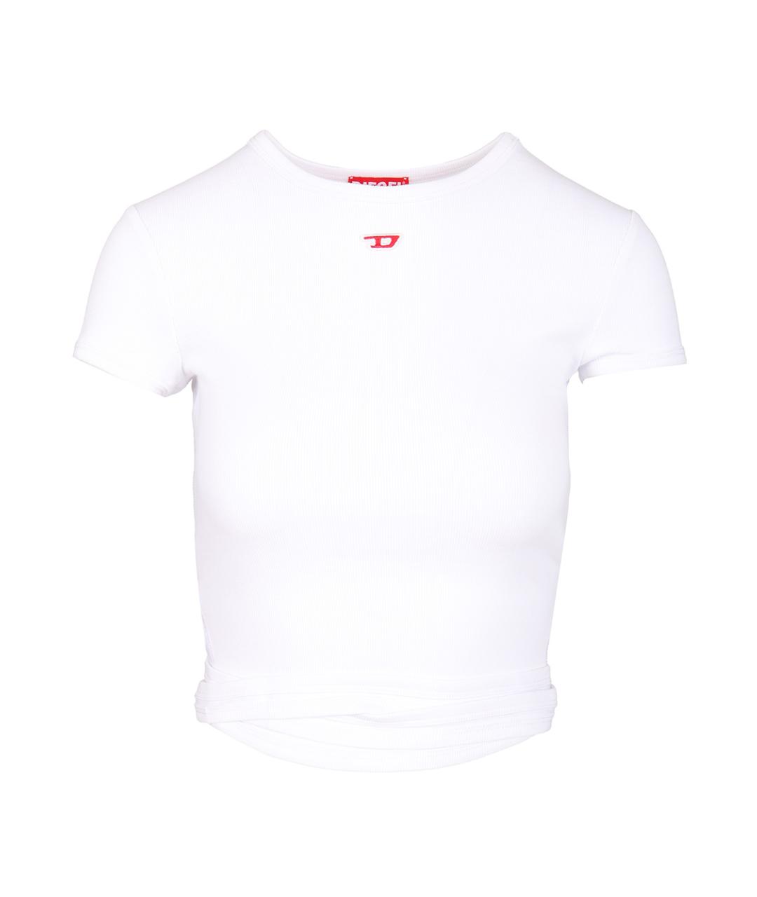 DIESEL Белая хлопко-эластановая футболка, фото 1