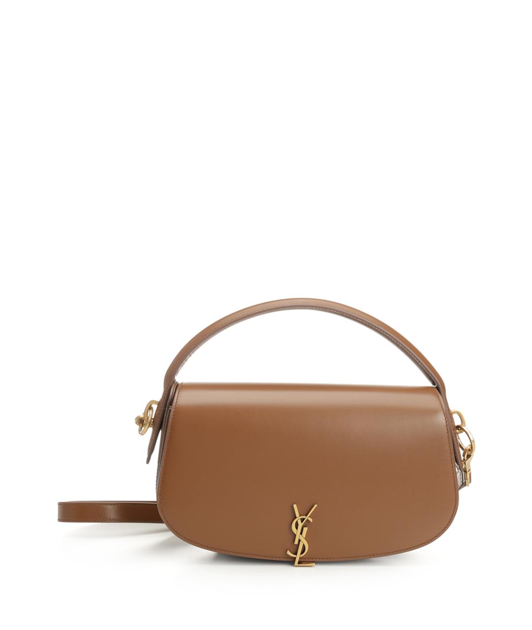 SAINT LAURENT Коричневая кожаная сумка через плечо, фото 1