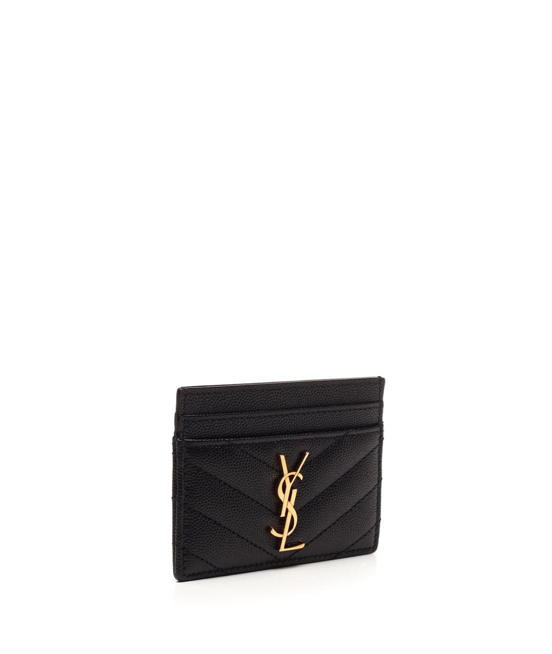 SAINT LAURENT Черный кожаный кардхолдер, фото 2