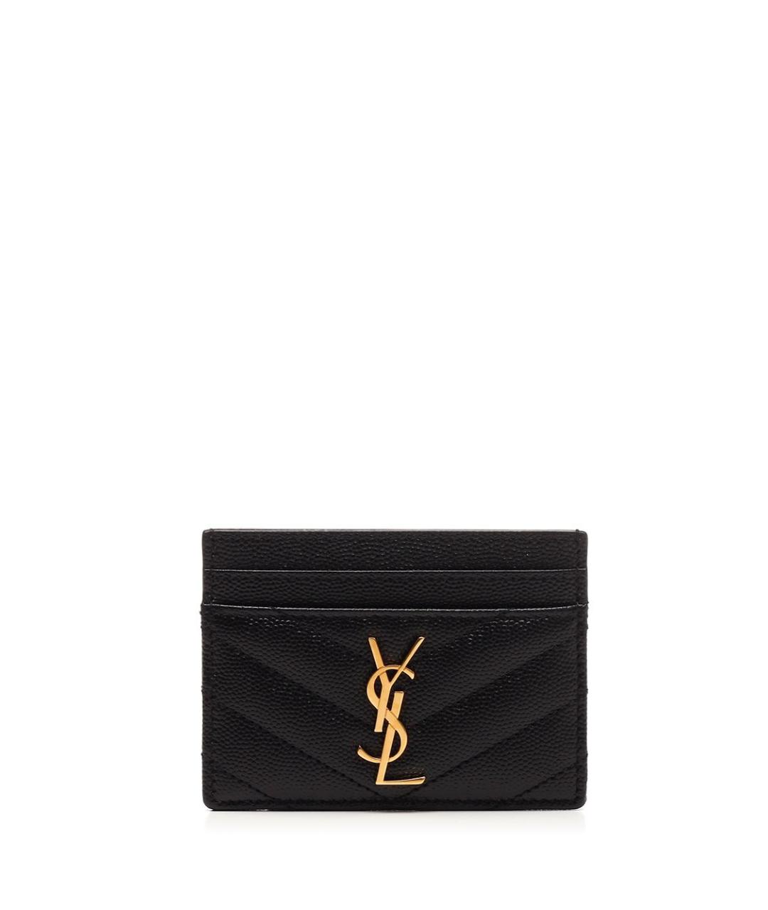 SAINT LAURENT Черный кожаный кардхолдер, фото 1