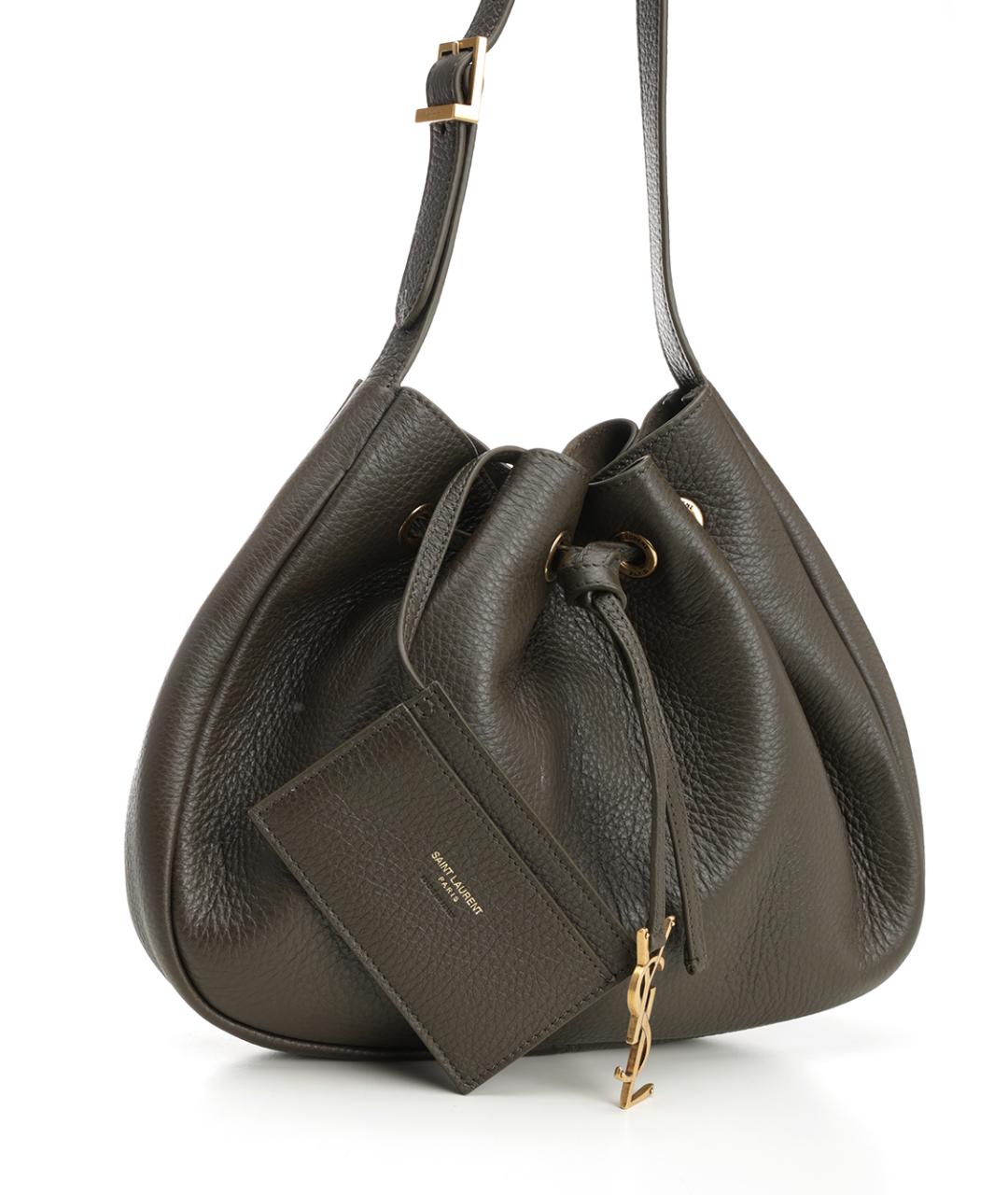 SAINT LAURENT Зеленая кожаная сумка через плечо, фото 5