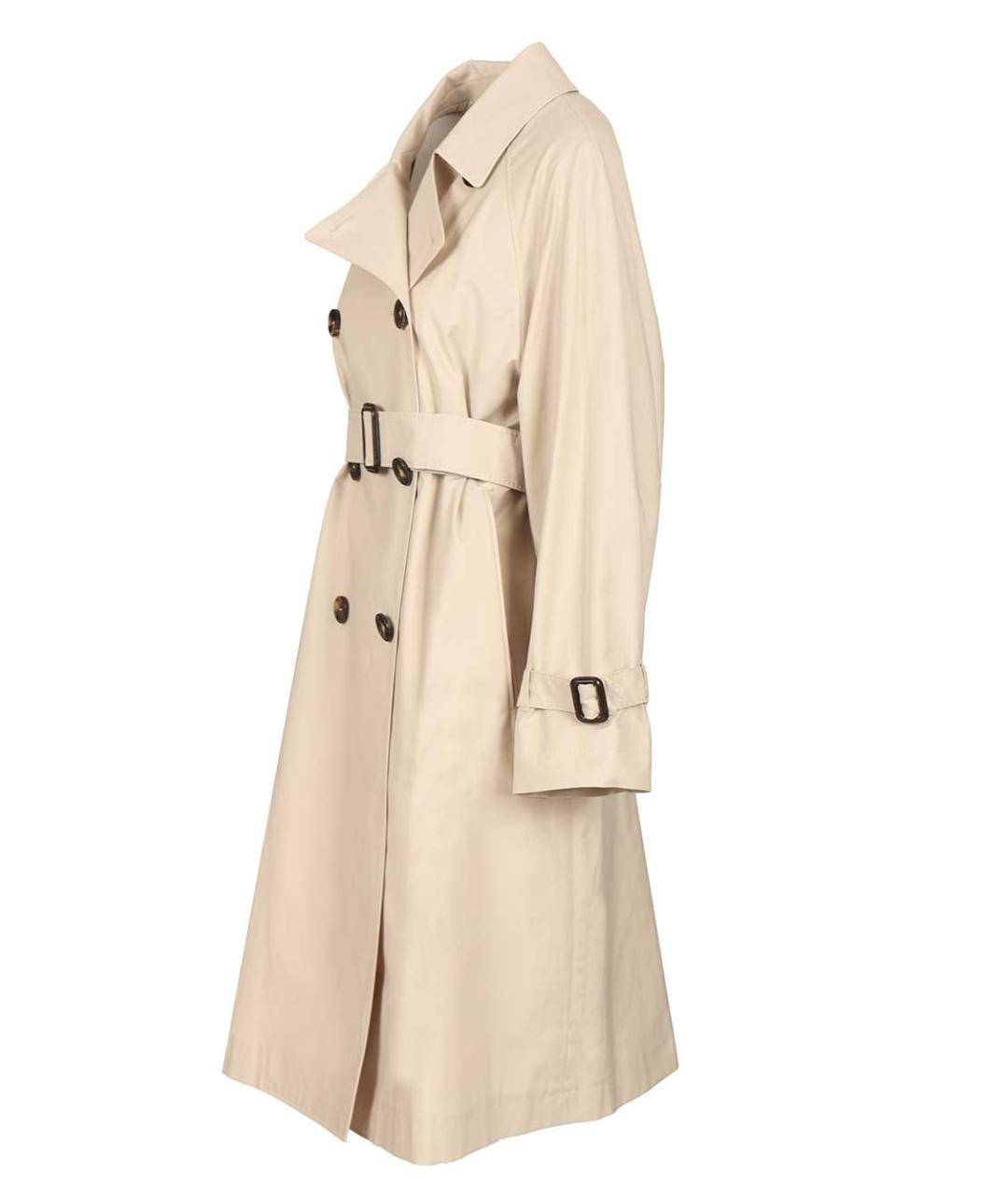 MAX MARA Бежевый хлопковый тренч/плащ, фото 3