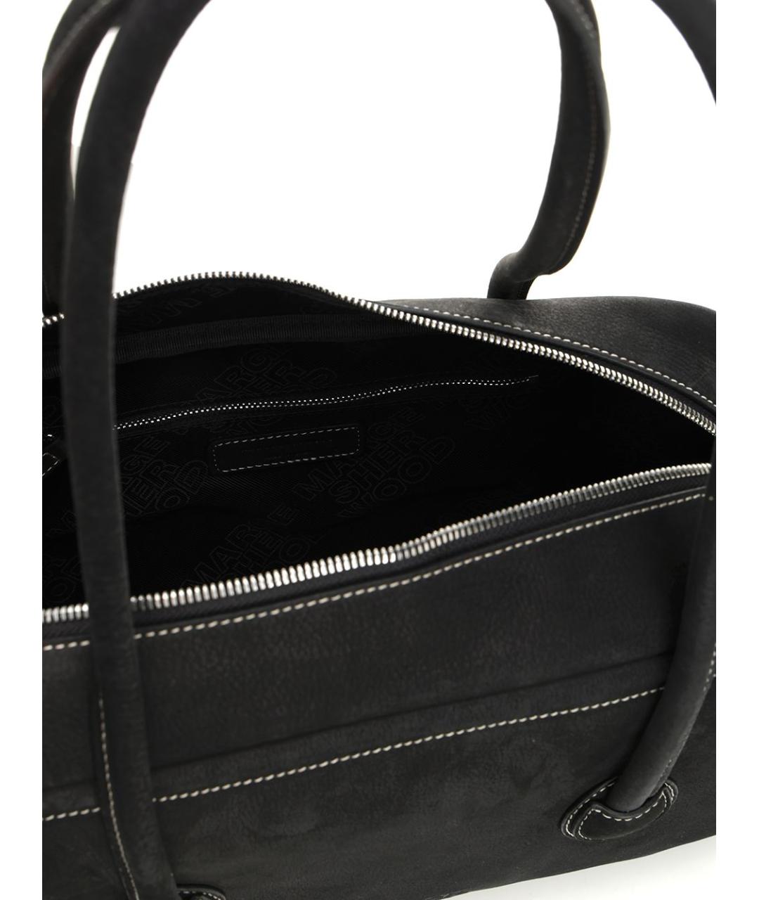 MARGESHERWOOD Черная кожаная сумка тоут, фото 4