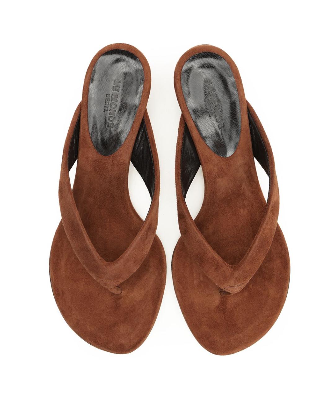 LE MONDE BERYL Коричневые замшевые шлепанцы, фото 5
