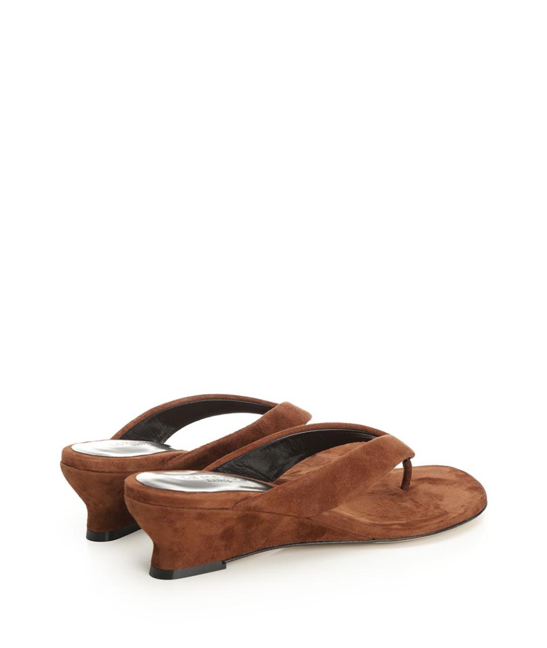 LE MONDE BERYL Коричневые замшевые шлепанцы, фото 3