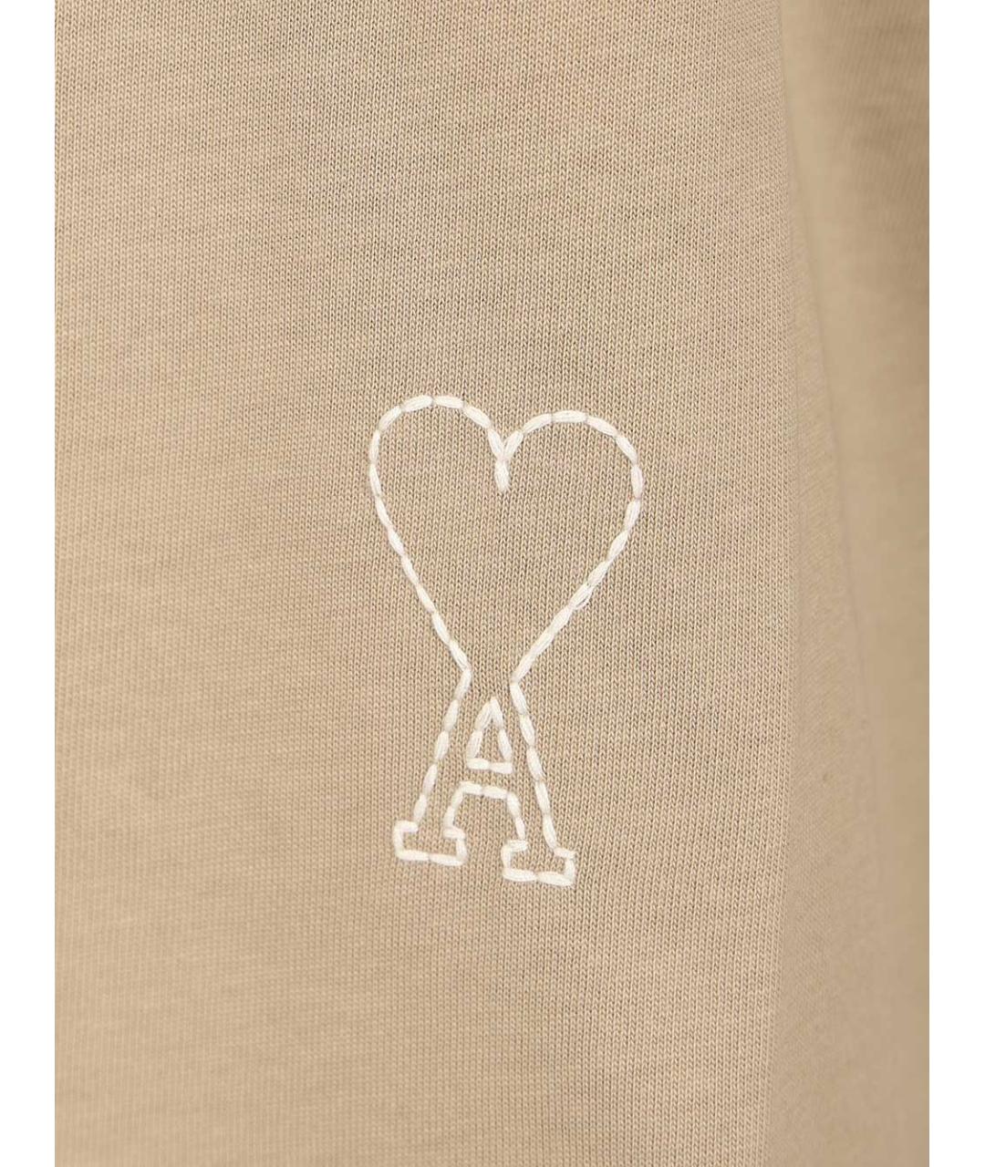 Ami Paris Бежевая хлопковая футболка, фото 3