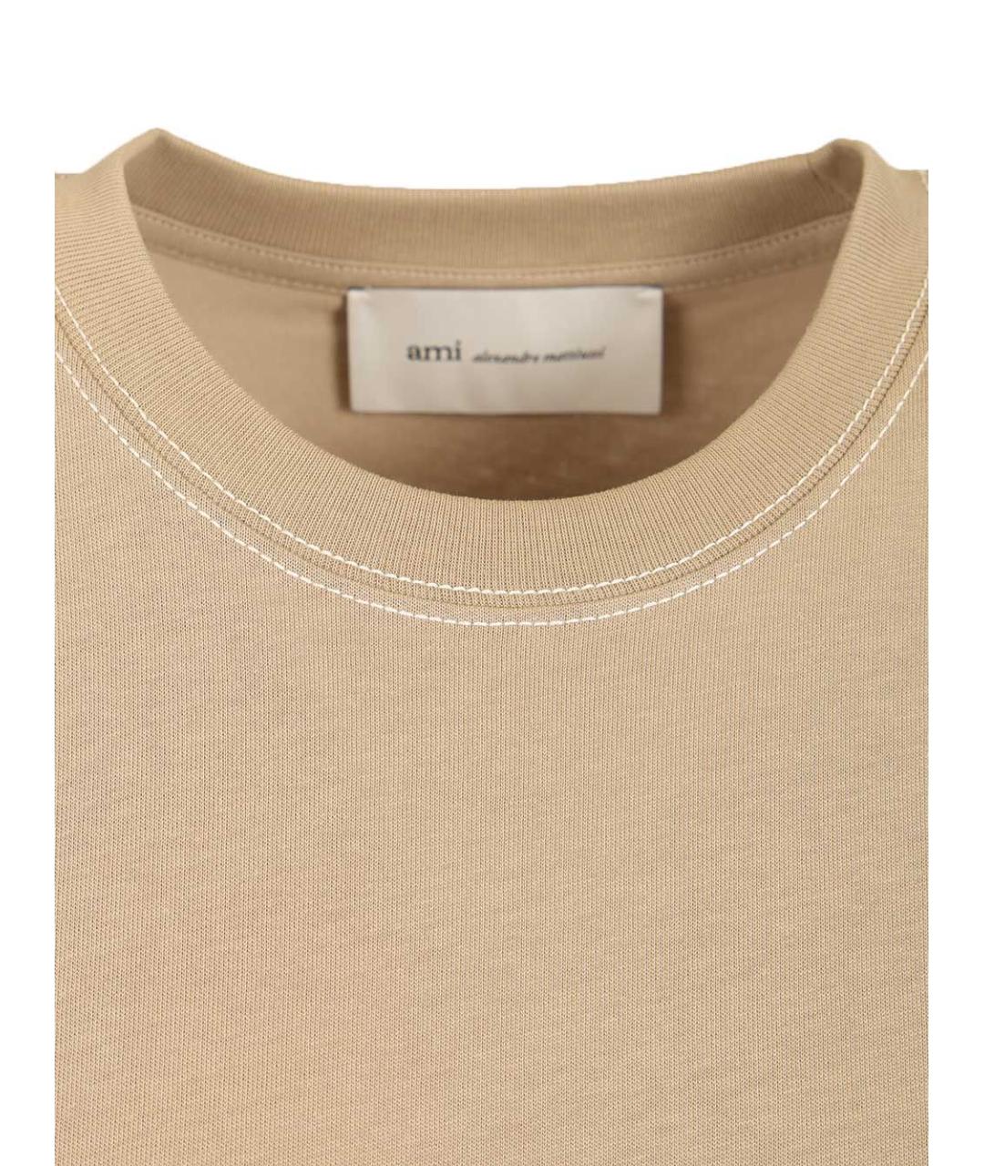 Ami Paris Бежевая хлопковая футболка, фото 4