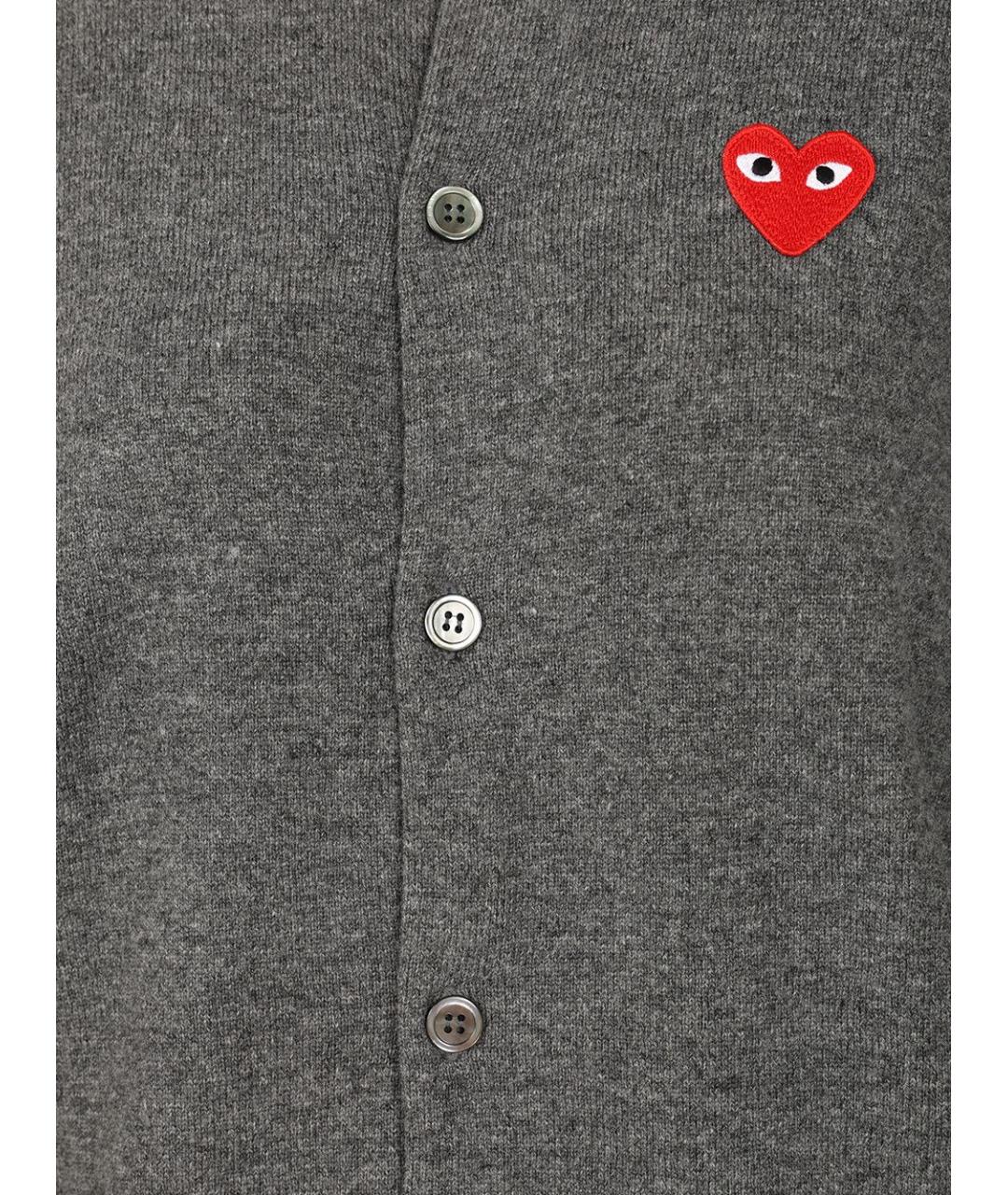 COMME DES GARÇONS PLAY Серый шерстяной кардиган, фото 4