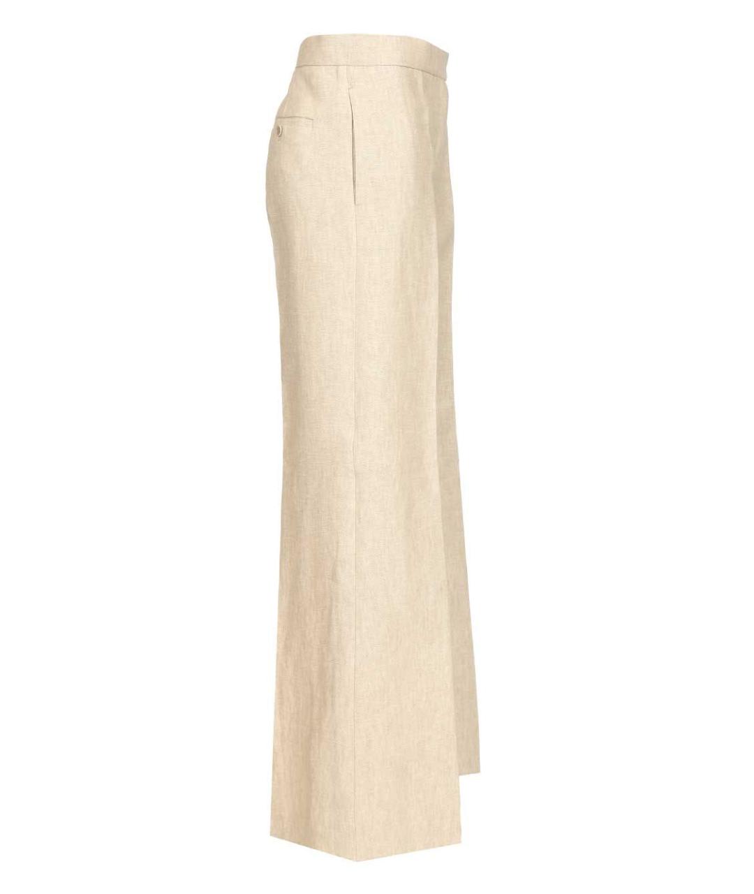 MAX MARA Бежевые льняные прямые брюки, фото 3