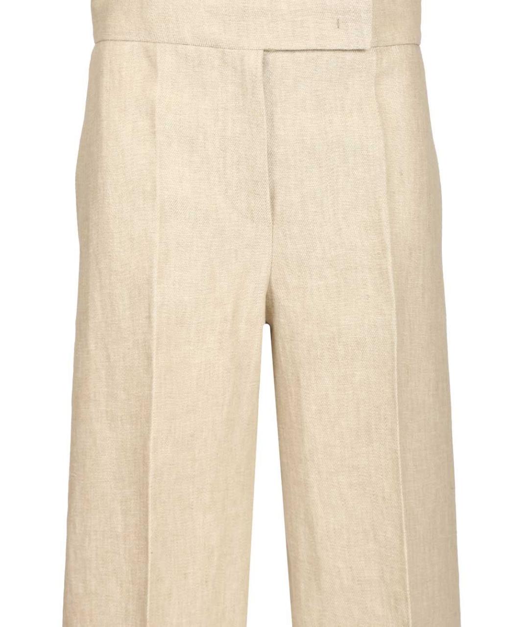 MAX MARA Бежевые льняные прямые брюки, фото 4