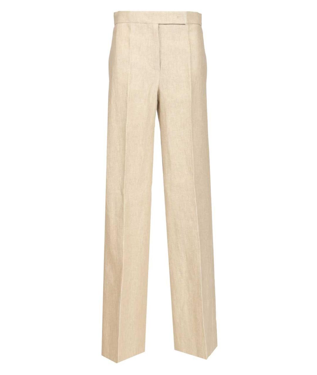 MAX MARA Бежевые льняные прямые брюки, фото 1