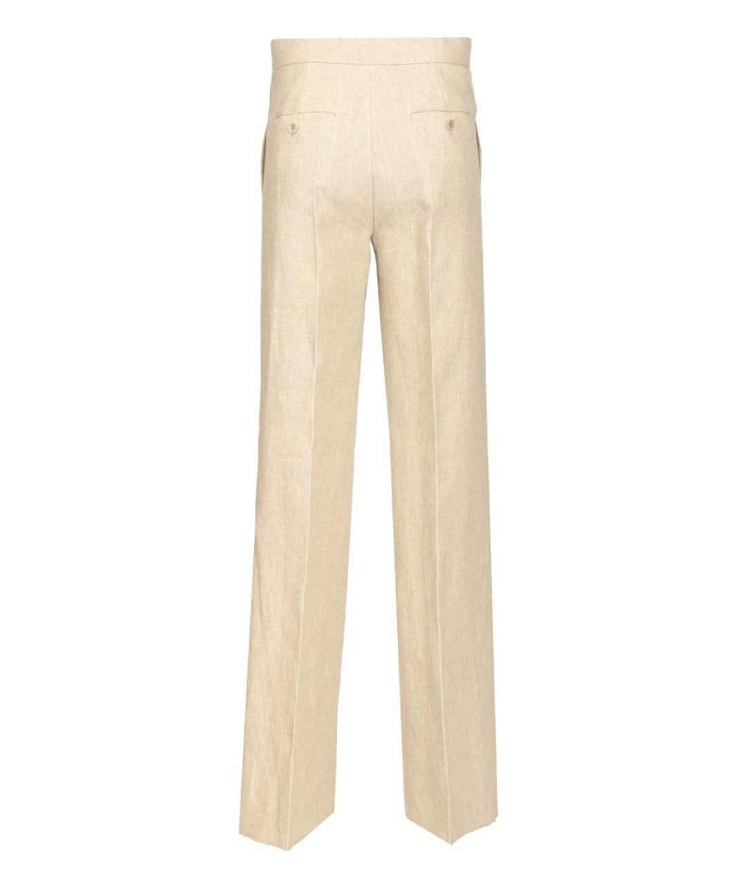 MAX MARA Бежевые льняные прямые брюки, фото 2
