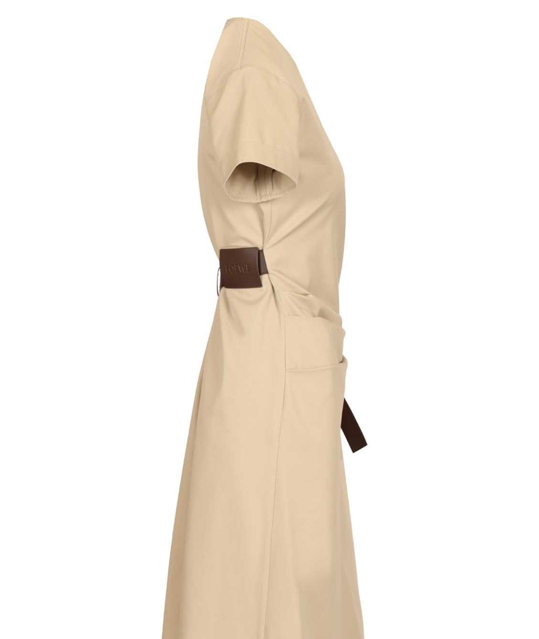 LOEWE Бежевое хлопковое повседневное платье, фото 4