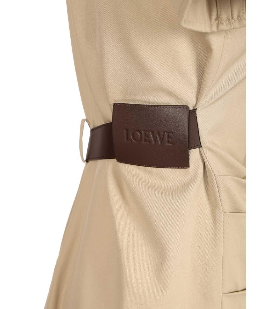 LOEWE Бежевое хлопковое повседневное платье, фото 7