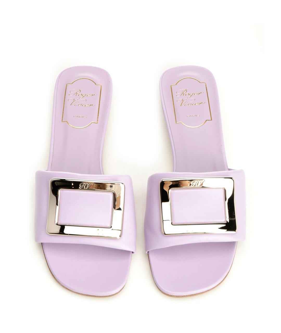 ROGER VIVIER Фиолетовые кожаные сандалии, фото 5