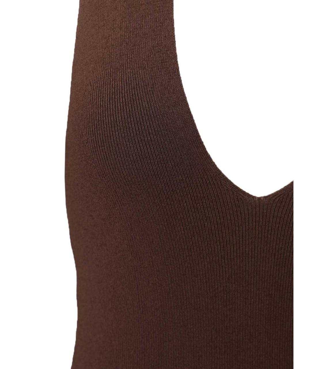 FEDERICA TOSI Коричневое вискозное коктейльное платье, фото 4