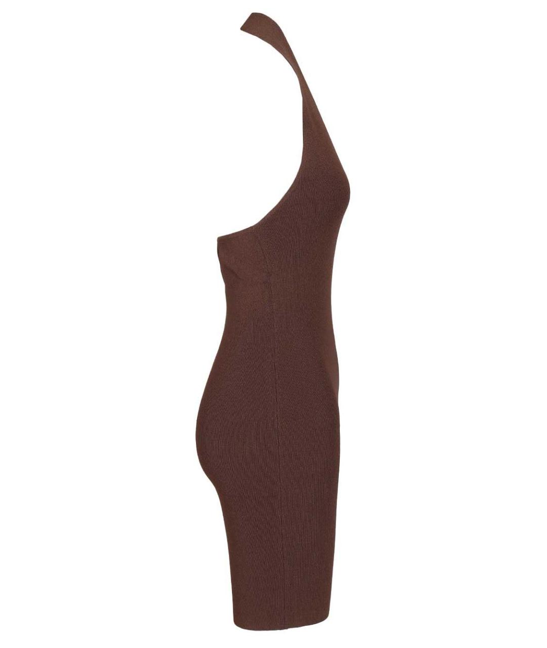 FEDERICA TOSI Коричневое вискозное коктейльное платье, фото 3