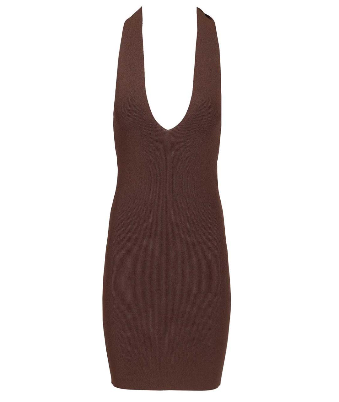 FEDERICA TOSI Коричневое вискозное коктейльное платье, фото 1
