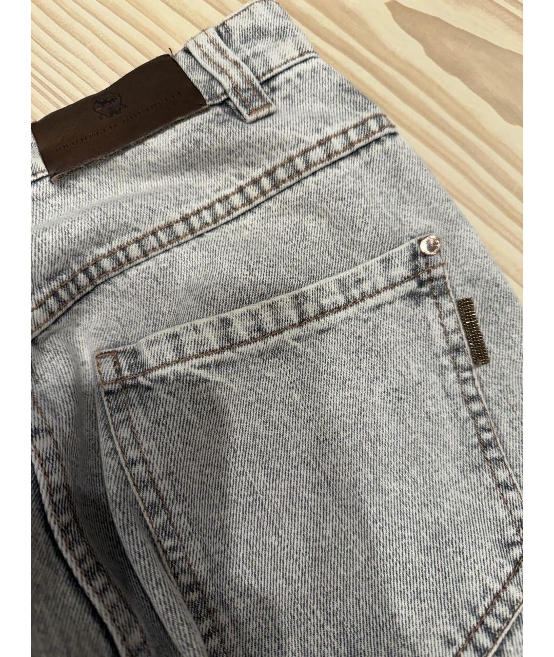 BRUNELLO CUCINELLI Серые хлопковые джинсы слим, фото 3