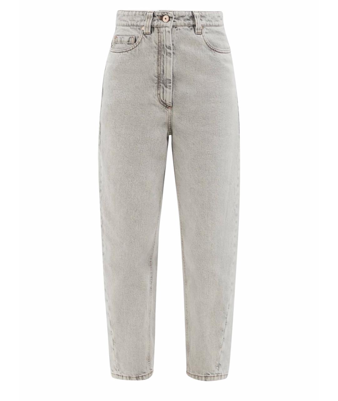 BRUNELLO CUCINELLI Серые хлопковые джинсы слим, фото 1