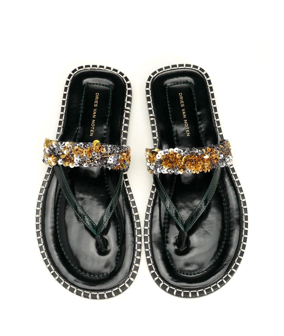 DRIES VAN NOTEN Черные кожаные сандалии, фото 5