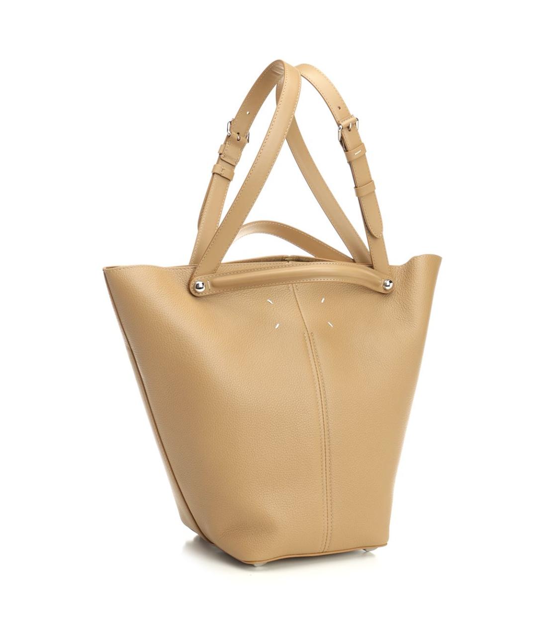 MAISON MARGIELA Бежевая кожаная сумка тоут, фото 2