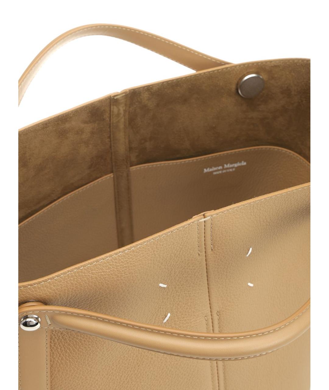 MAISON MARGIELA Бежевая кожаная сумка тоут, фото 4