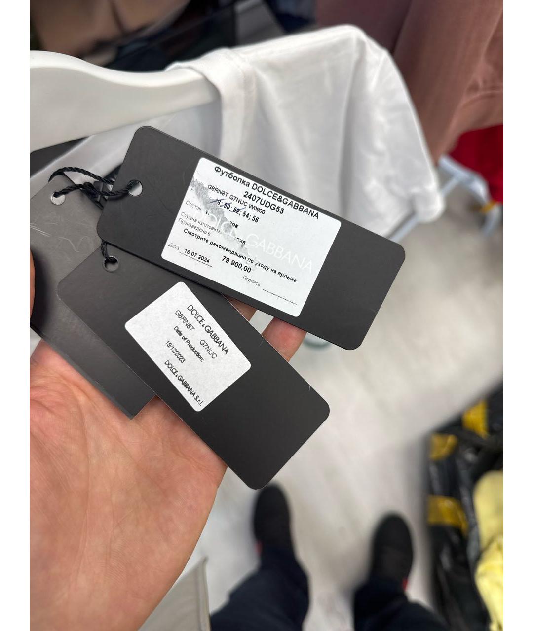 DOLCE&GABBANA Белая хлопковая футболка, фото 4