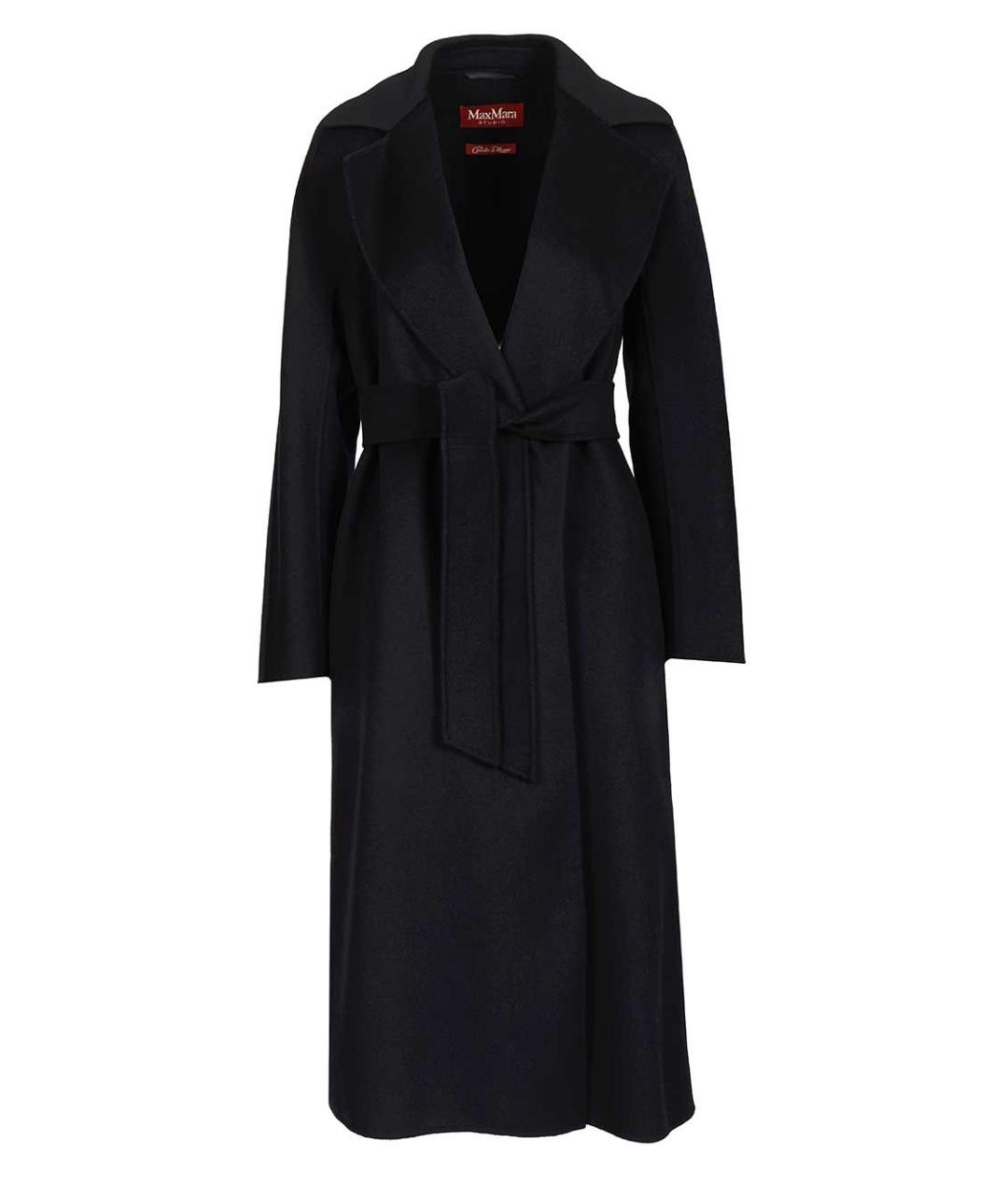 MAX MARA STUDIO Темно-синее шерстяное пальто, фото 1