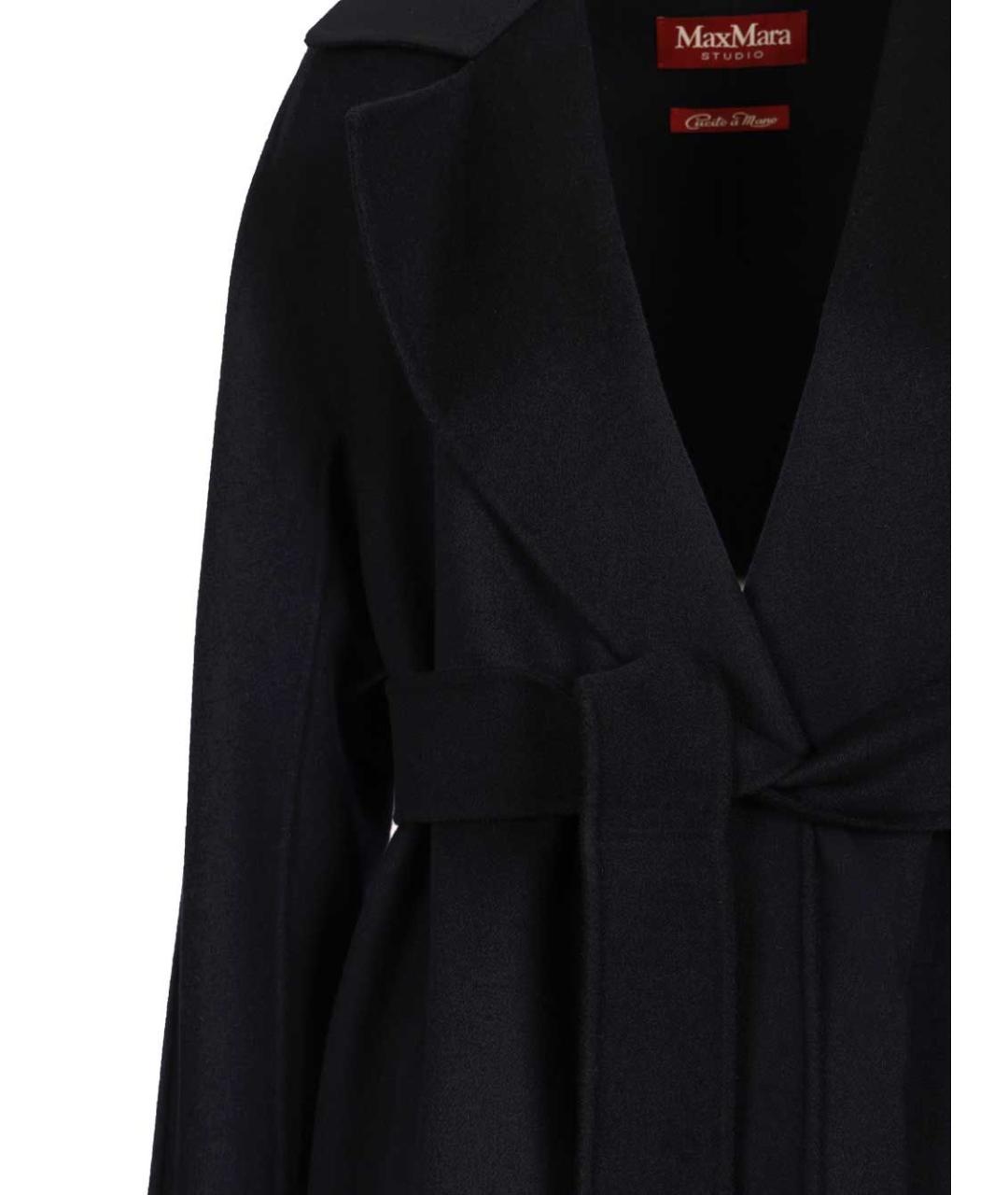 MAX MARA STUDIO Темно-синее шерстяное пальто, фото 4