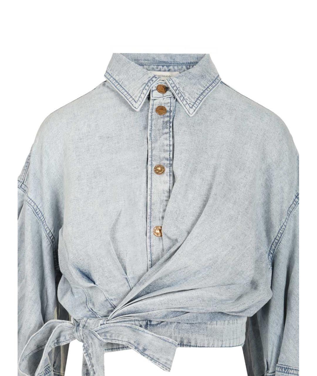 ZIMMERMANN Голубая хлопковая рубашка, фото 4