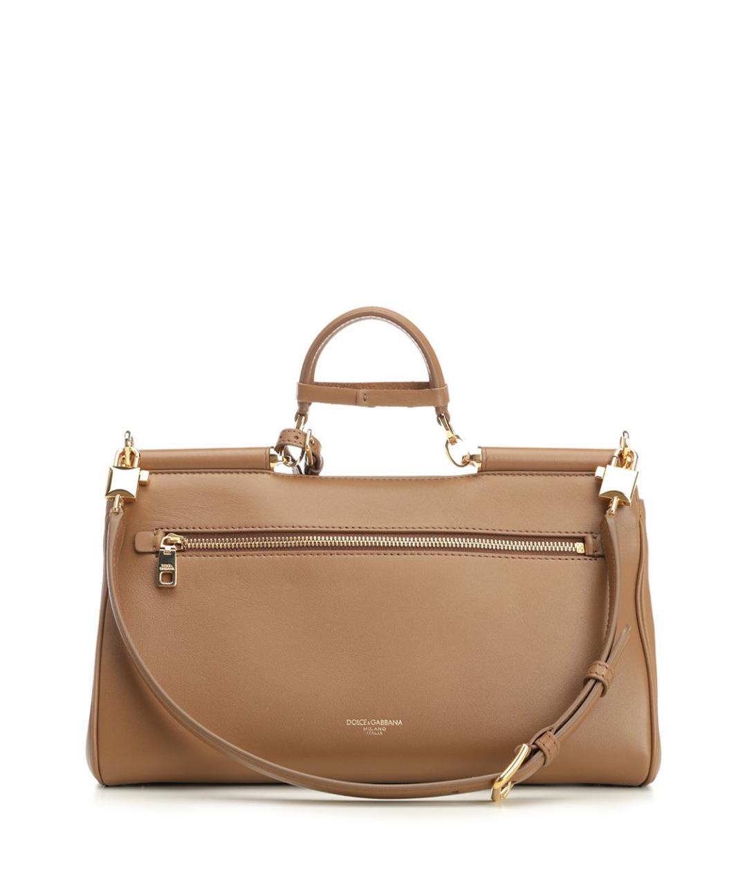 DOLCE&GABBANA Коричневая кожаная сумка тоут, фото 3