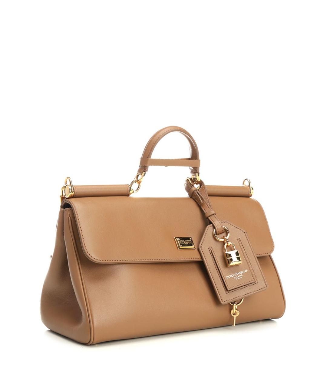 DOLCE&GABBANA Коричневая кожаная сумка тоут, фото 2