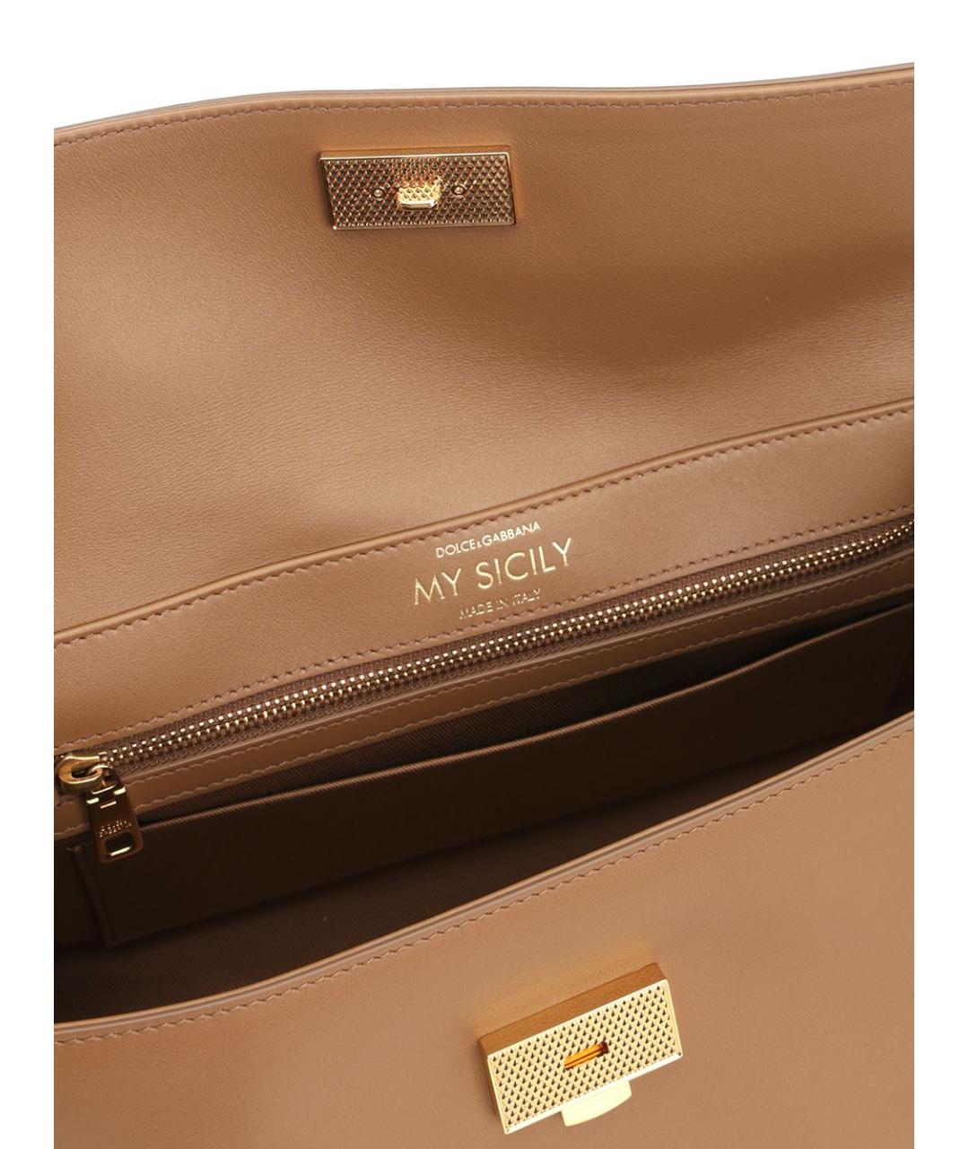 DOLCE&GABBANA Коричневая кожаная сумка тоут, фото 4