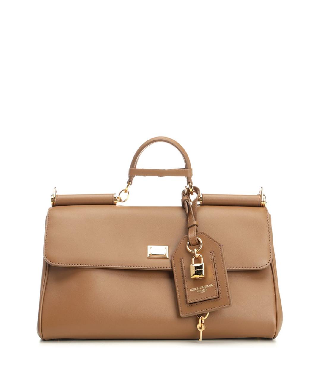 DOLCE&GABBANA Коричневая кожаная сумка тоут, фото 1