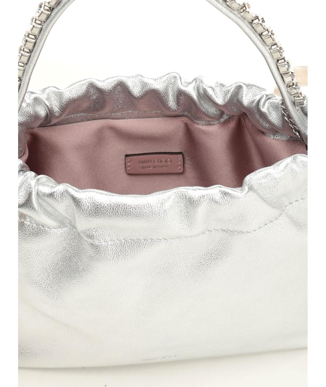 JIMMY CHOO Серебряная кожаная сумка через плечо, фото 4