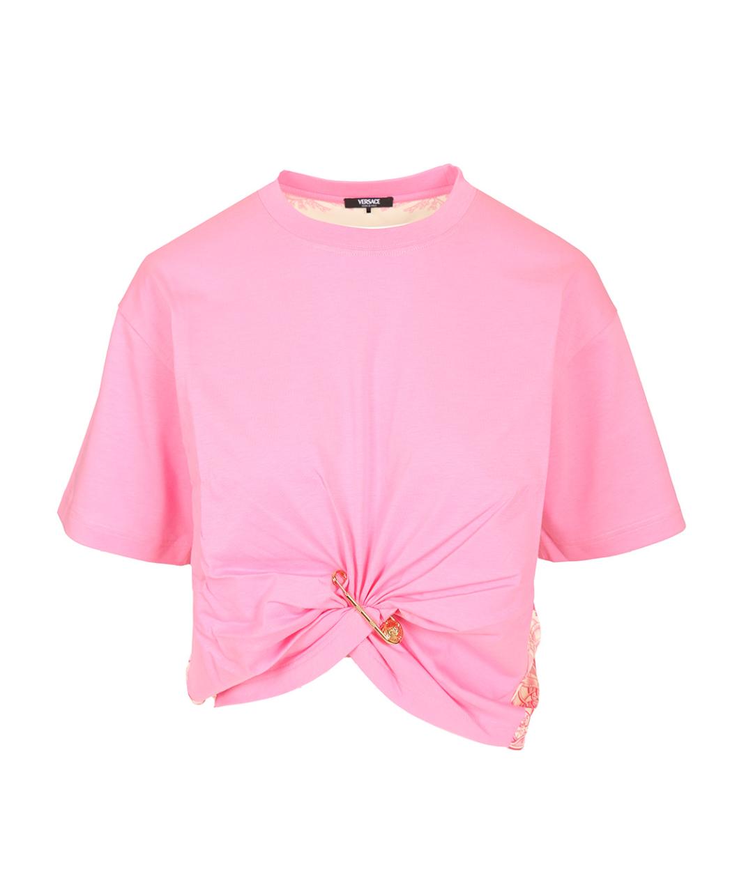 VERSACE Розовая хлопковая футболка, фото 1