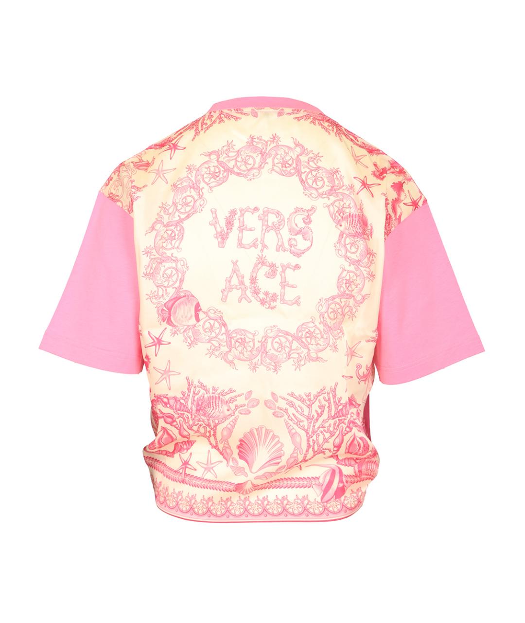 VERSACE Розовая хлопковая футболка, фото 2