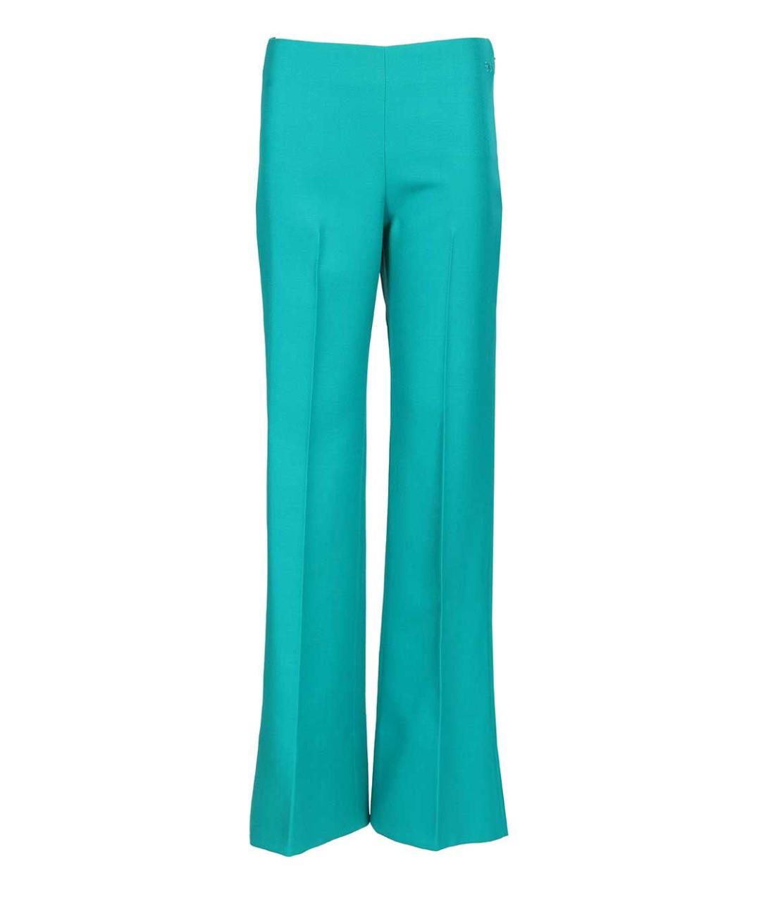 FENDI Голубые шерстяные прямые брюки, фото 1