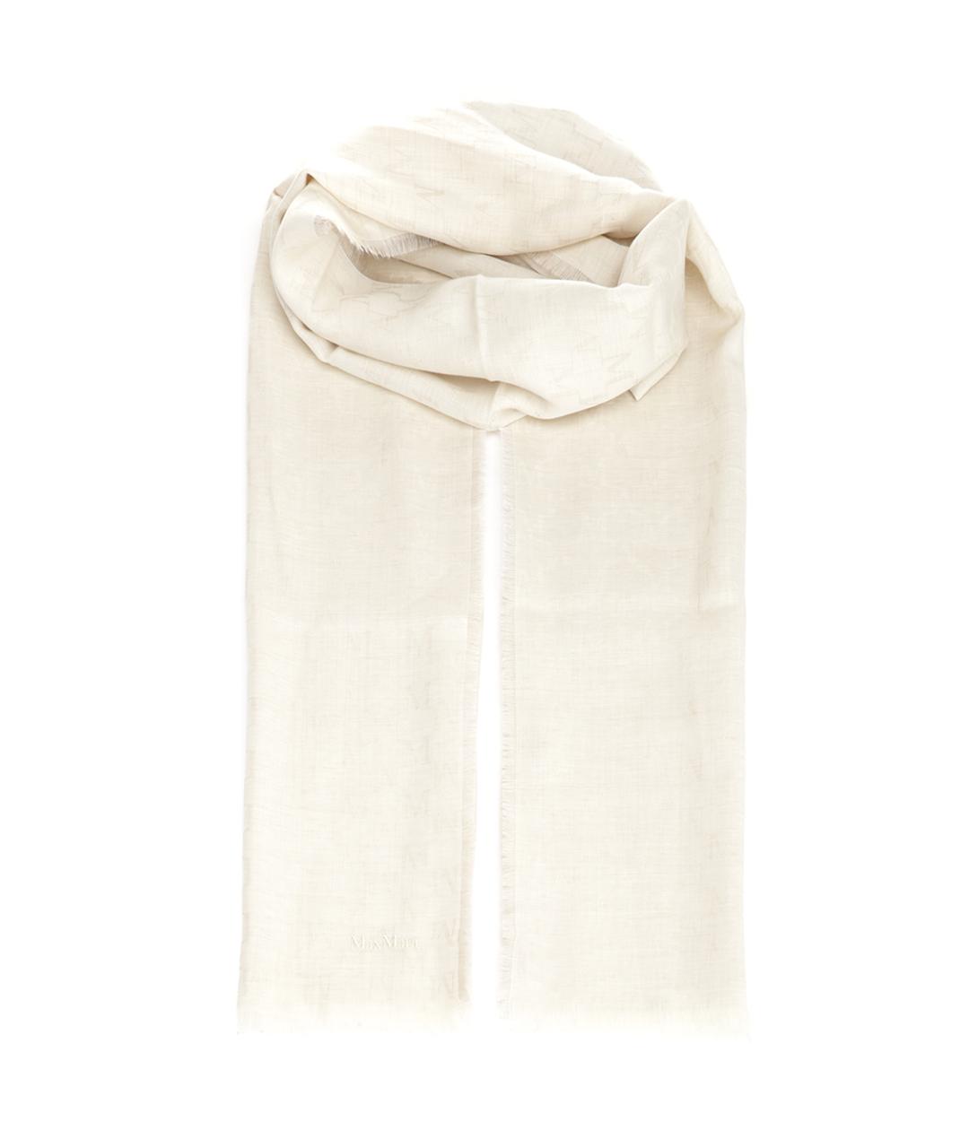 MAX MARA Белый шерстяной шарф, фото 1