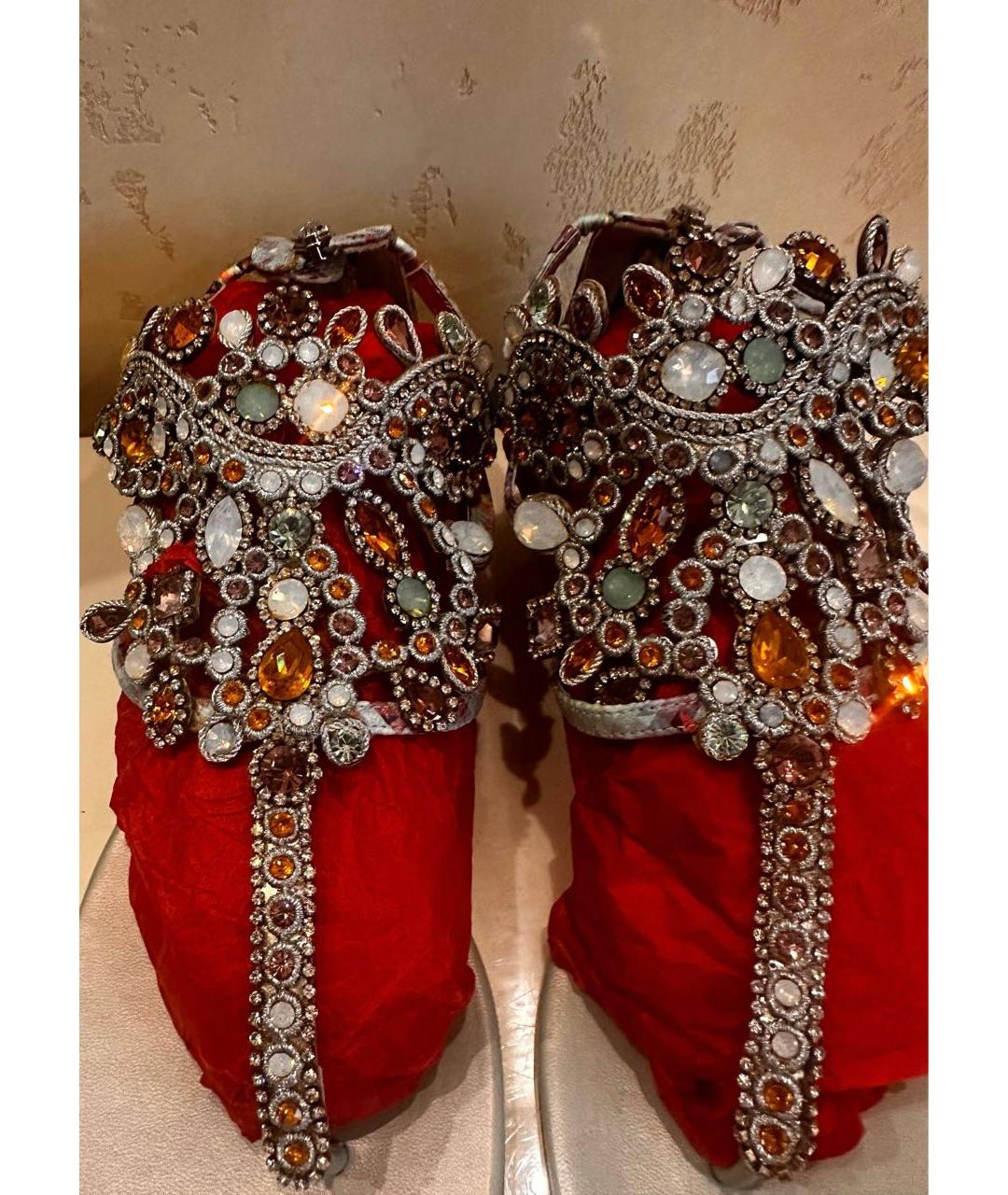 RENE CAOVILLA Зеленые сандалии из экзотической кожи, фото 3