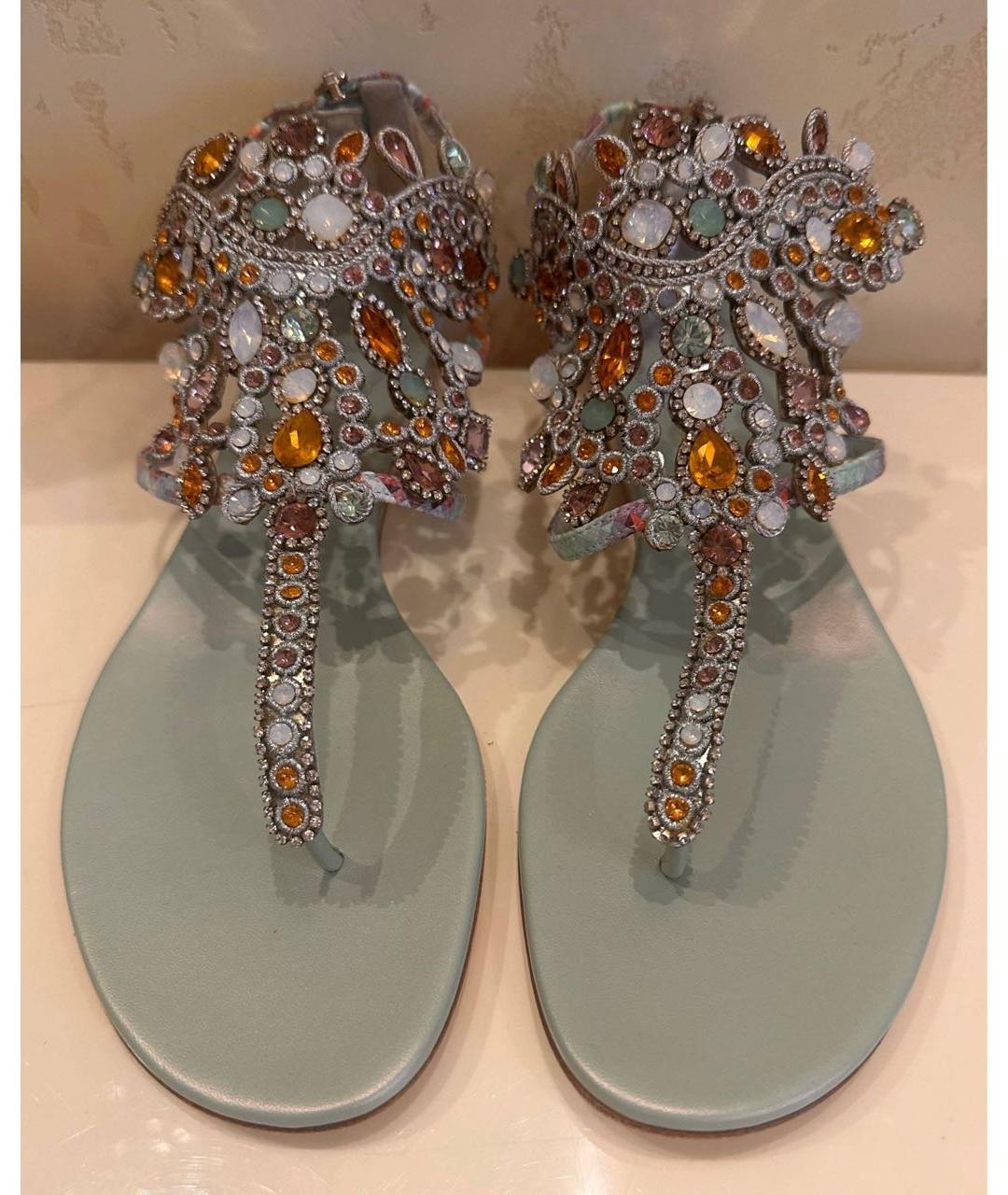 RENE CAOVILLA Зеленые сандалии из экзотической кожи, фото 2