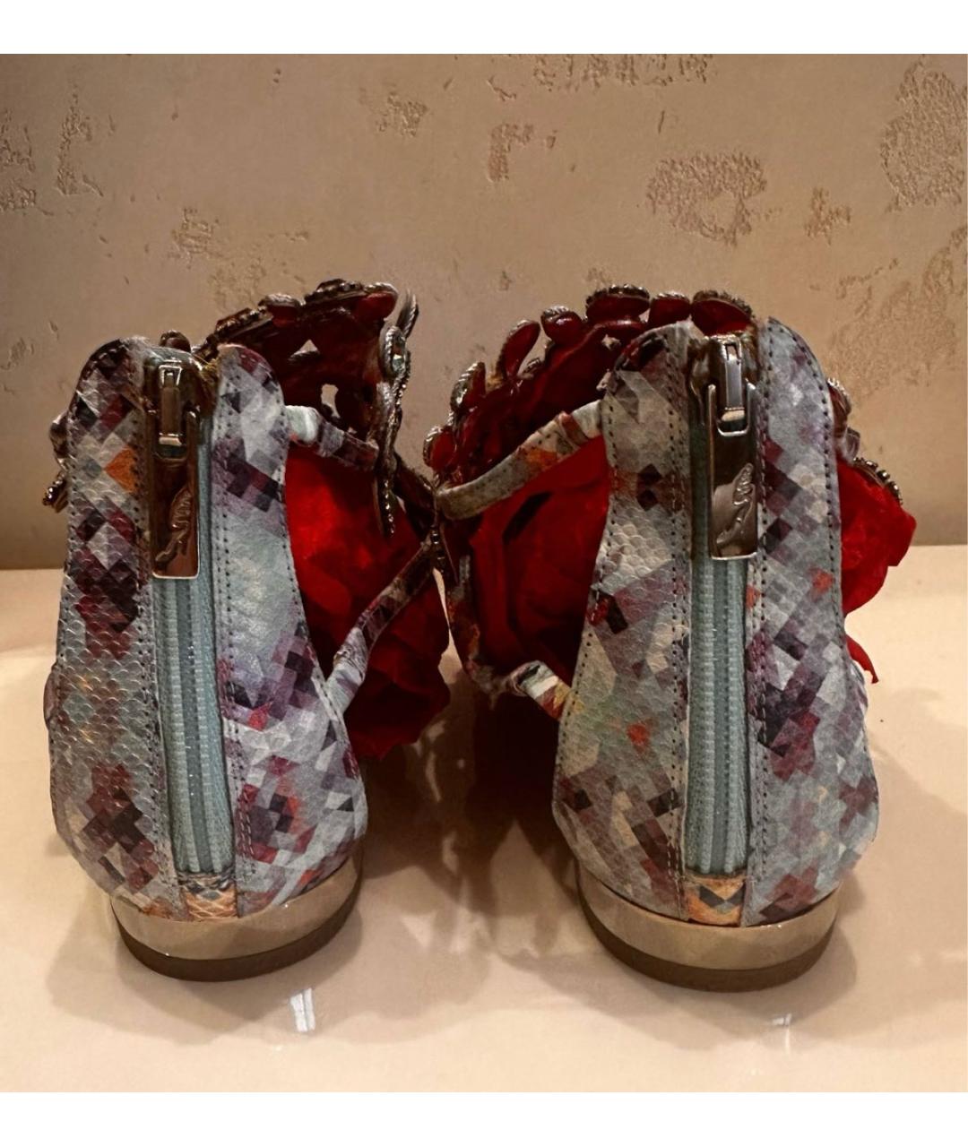 RENE CAOVILLA Зеленые сандалии из экзотической кожи, фото 4