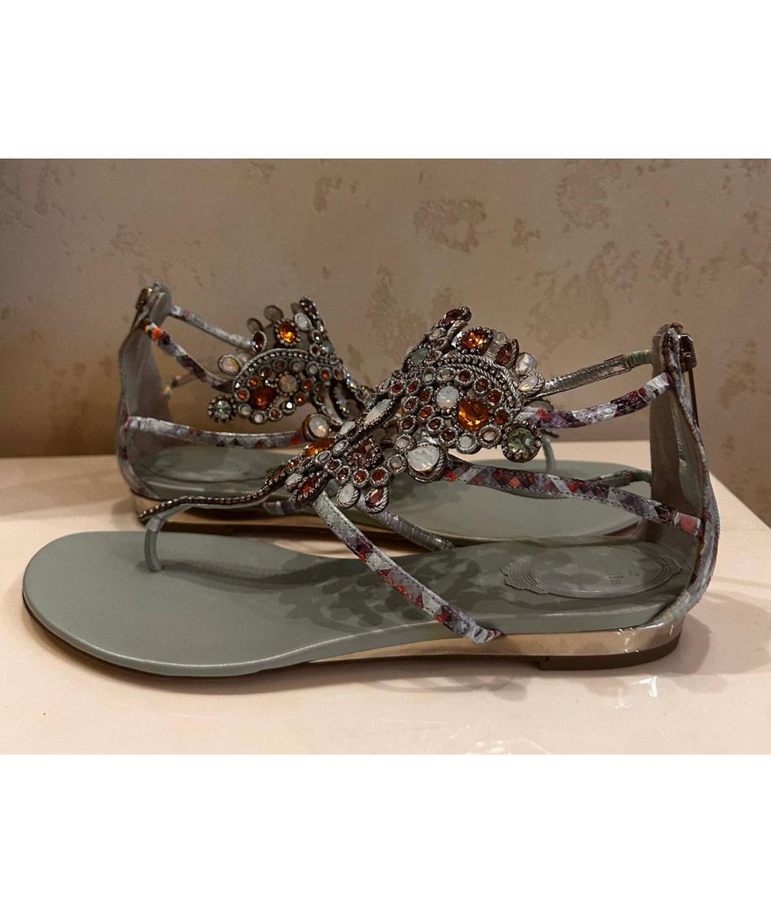 RENE CAOVILLA Зеленые сандалии из экзотической кожи, фото 8