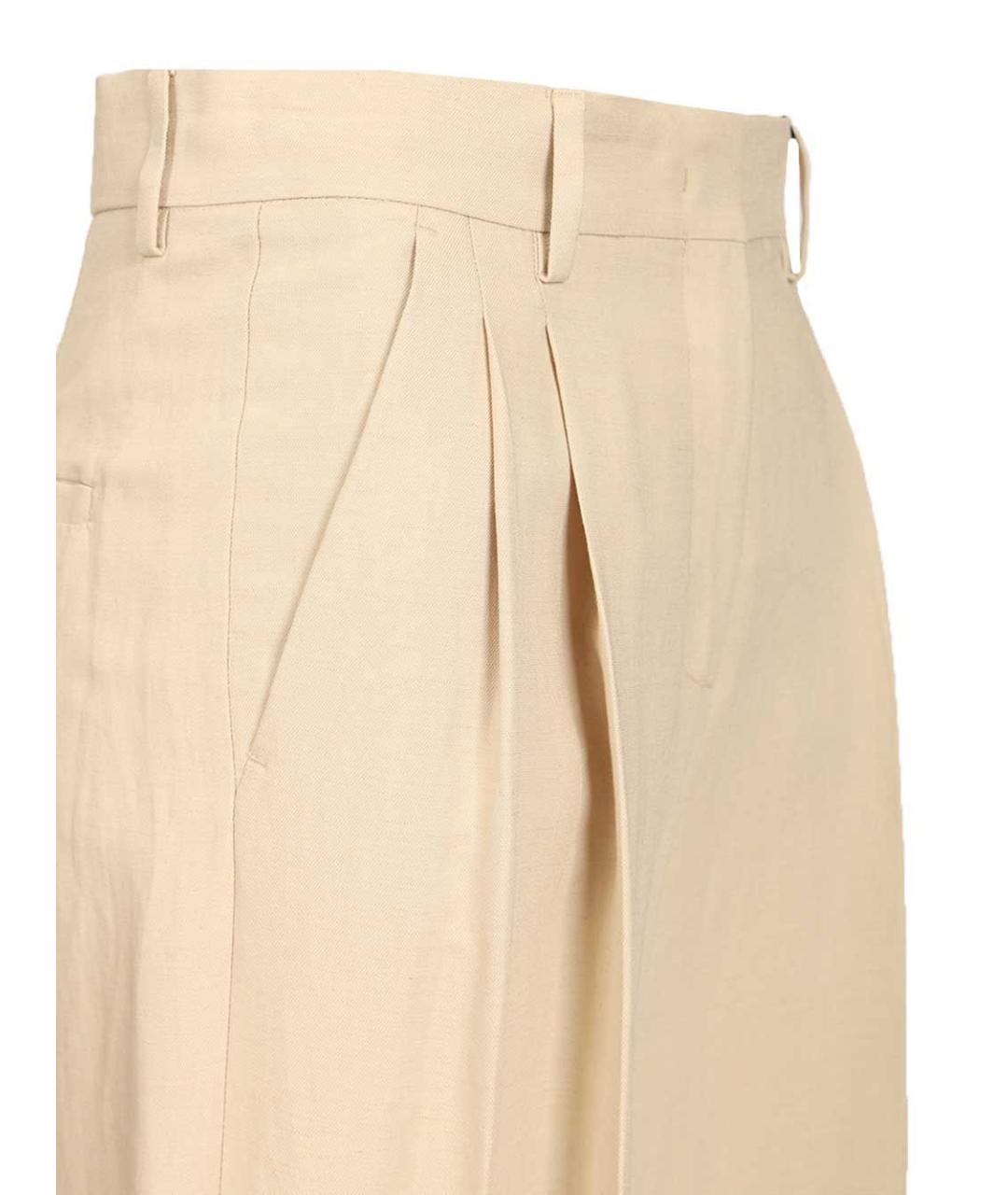 WEEKEND MAX MARA Бежевые вискозные прямые брюки, фото 5