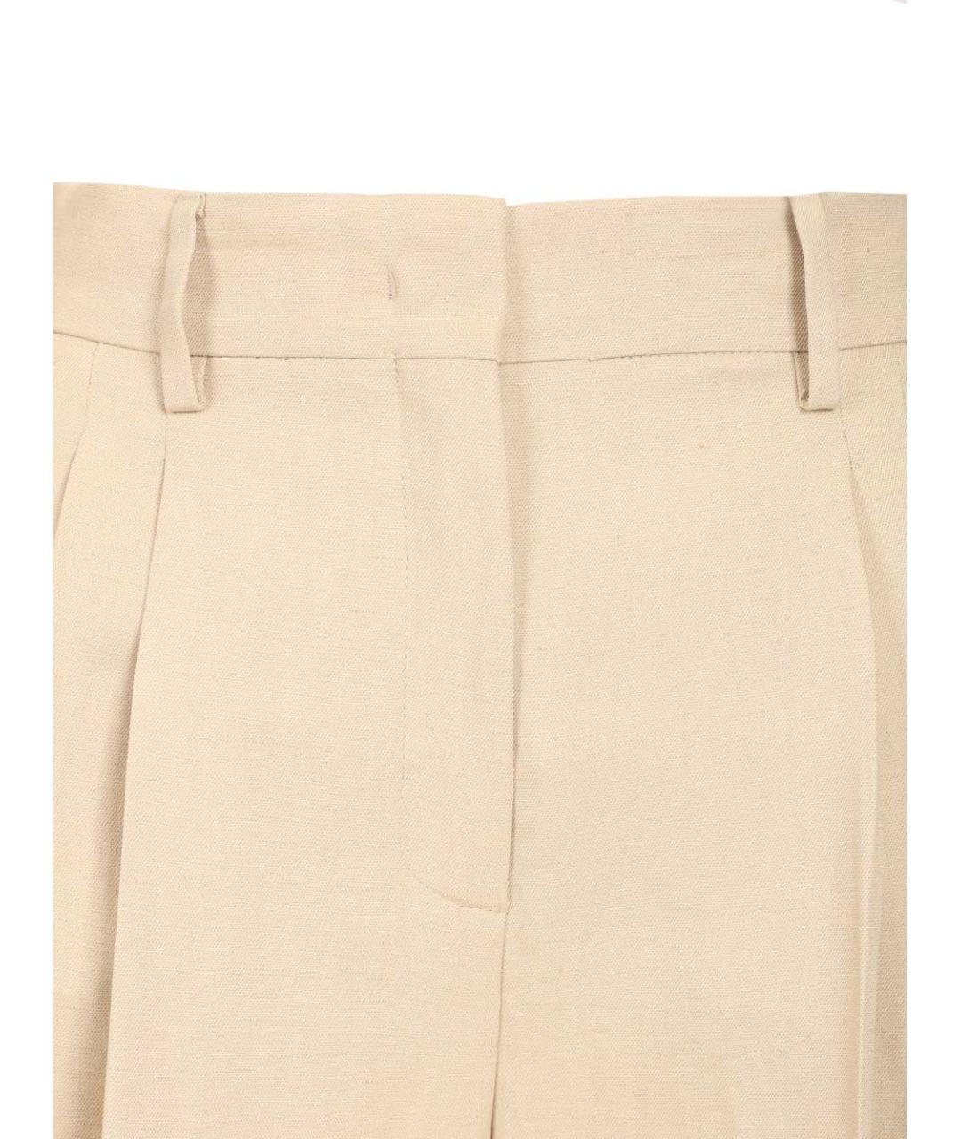 WEEKEND MAX MARA Бежевые вискозные прямые брюки, фото 4