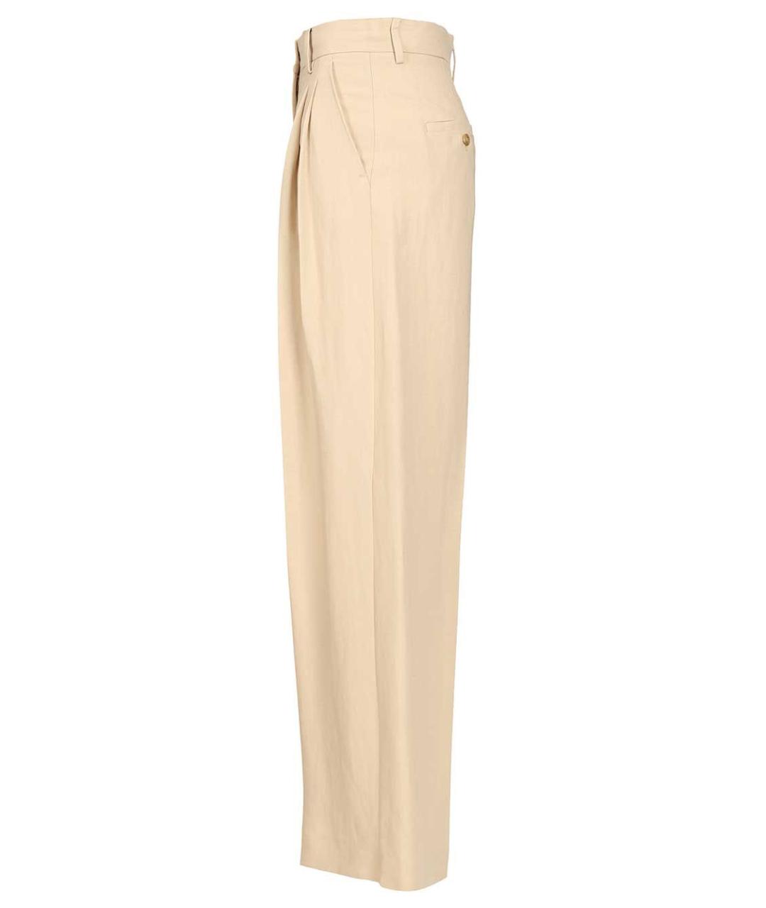 WEEKEND MAX MARA Бежевые вискозные прямые брюки, фото 3