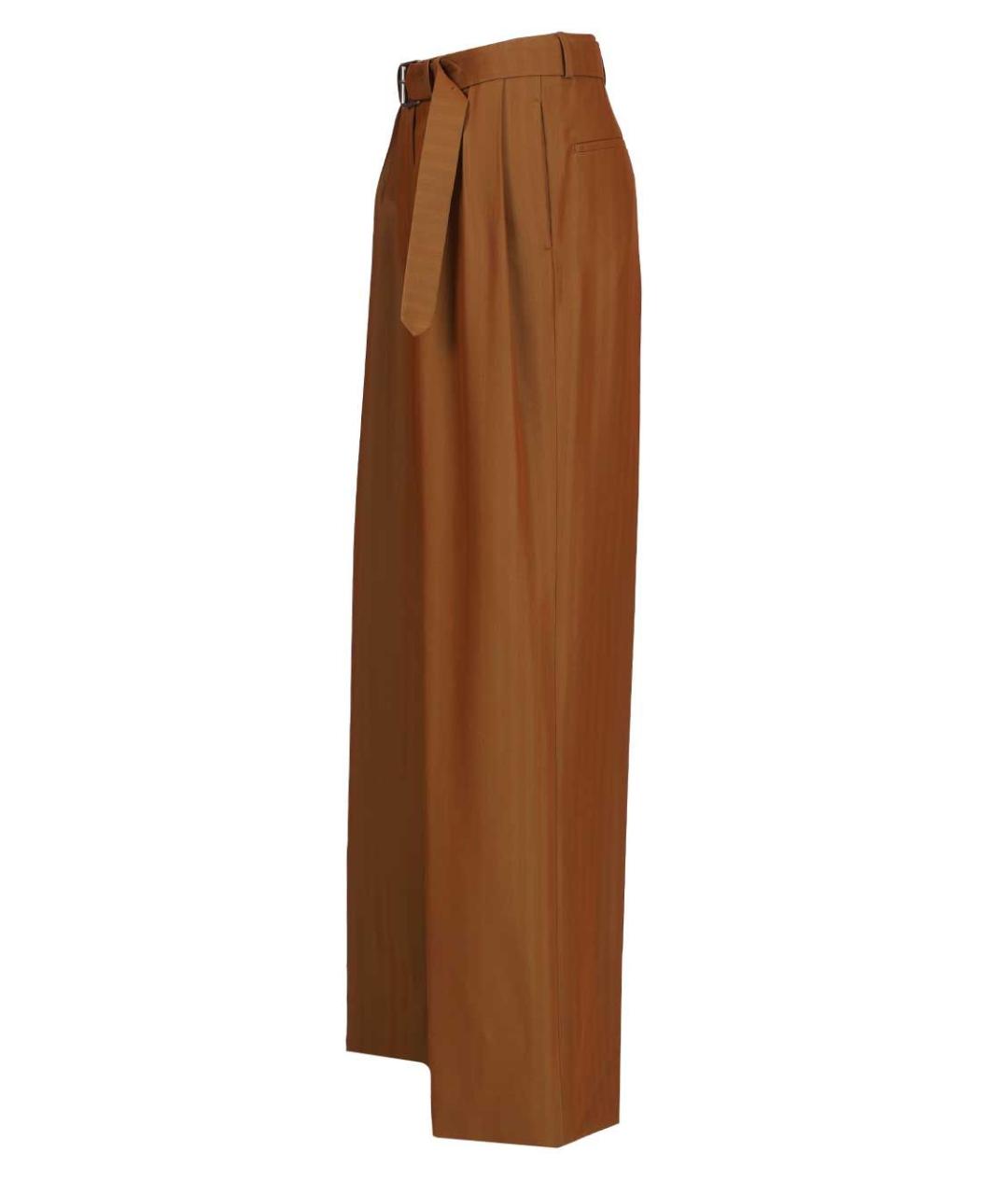 DRIES VAN NOTEN Коричневые шерстяные прямые брюки, фото 3