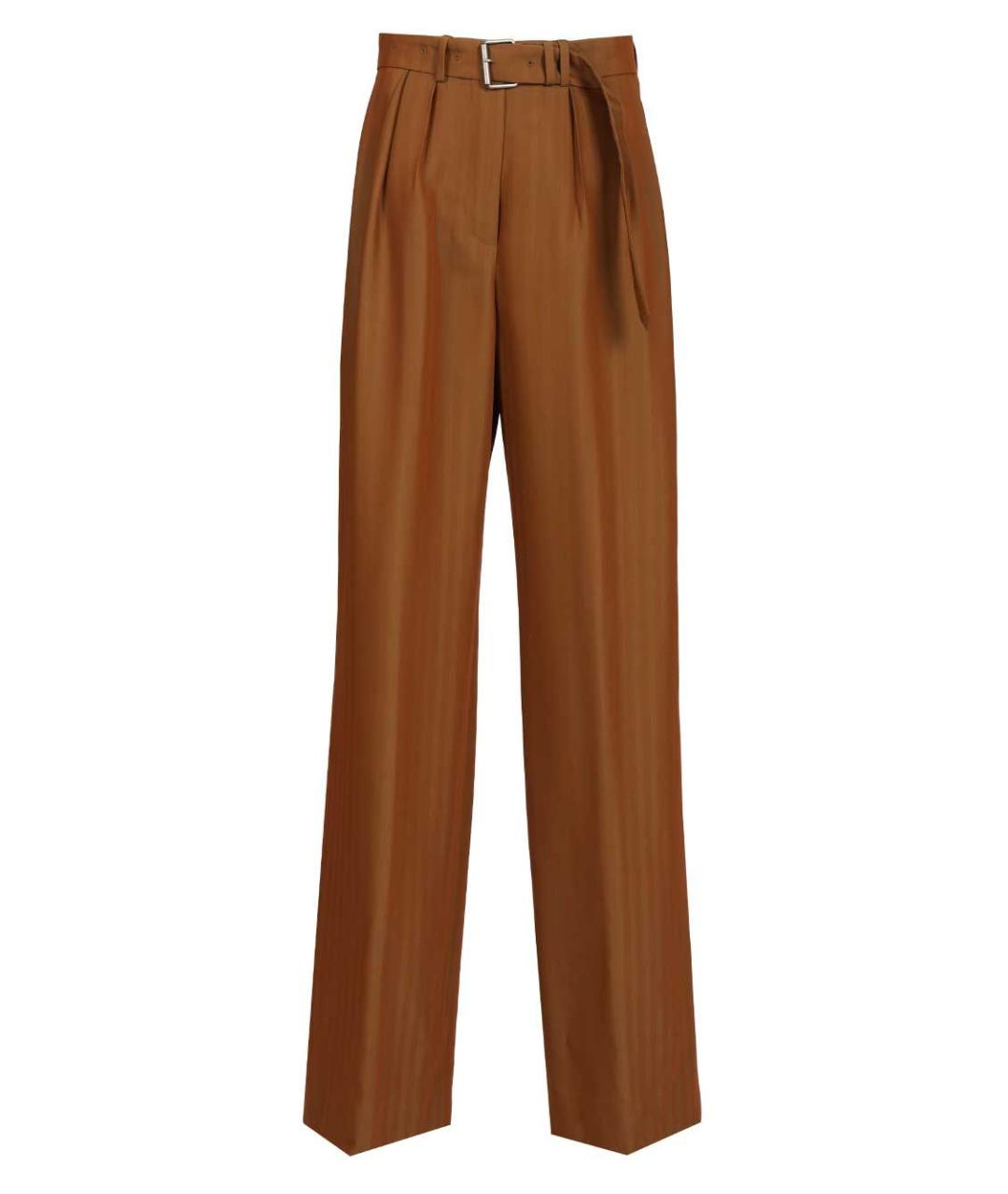 DRIES VAN NOTEN Коричневые шерстяные прямые брюки, фото 1