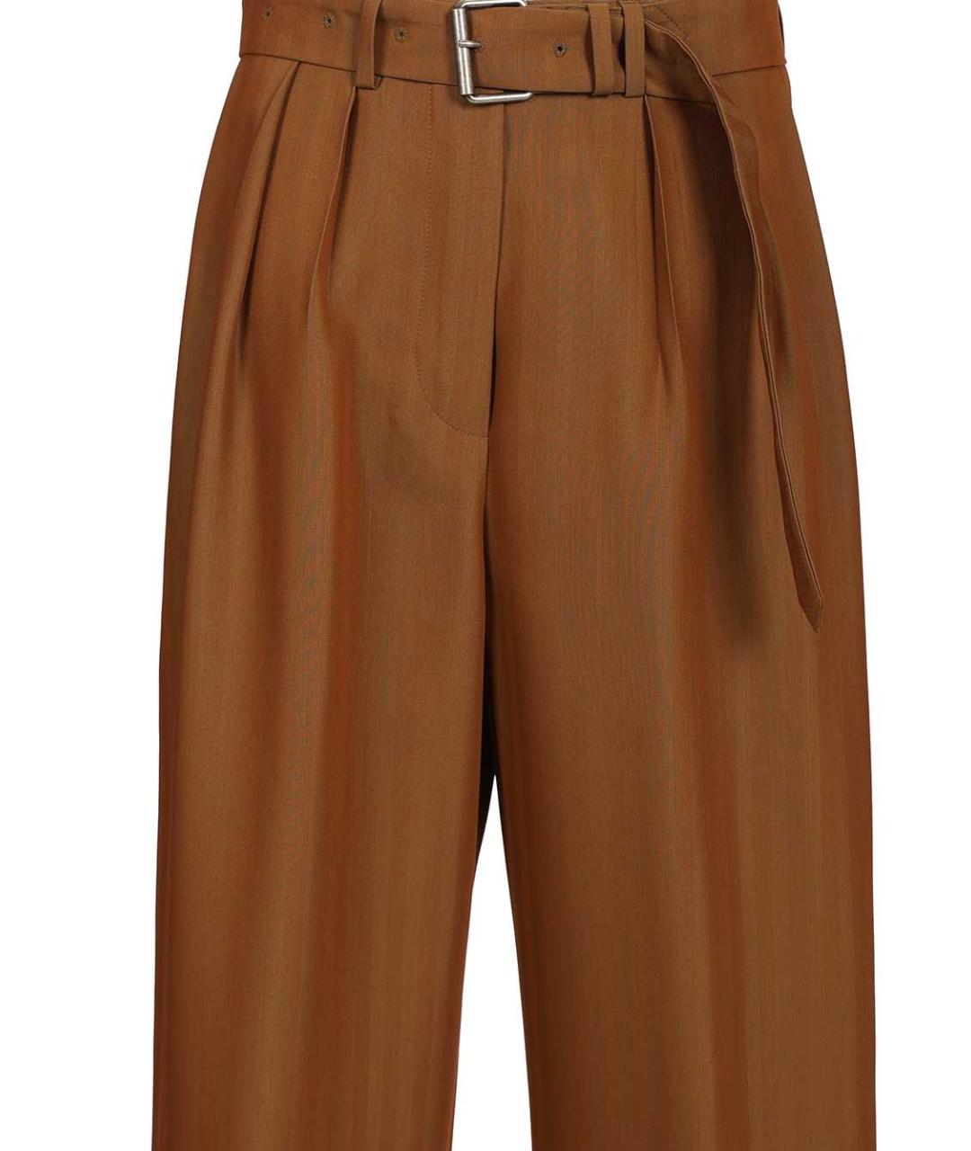 DRIES VAN NOTEN Коричневые шерстяные прямые брюки, фото 4